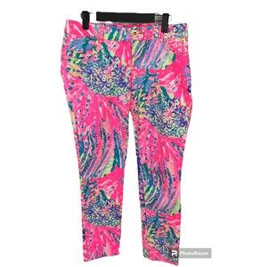 Lilly Pulitzer Women Size 4 Callahan Chino Pink Purple Rainbow Soleil Pants N